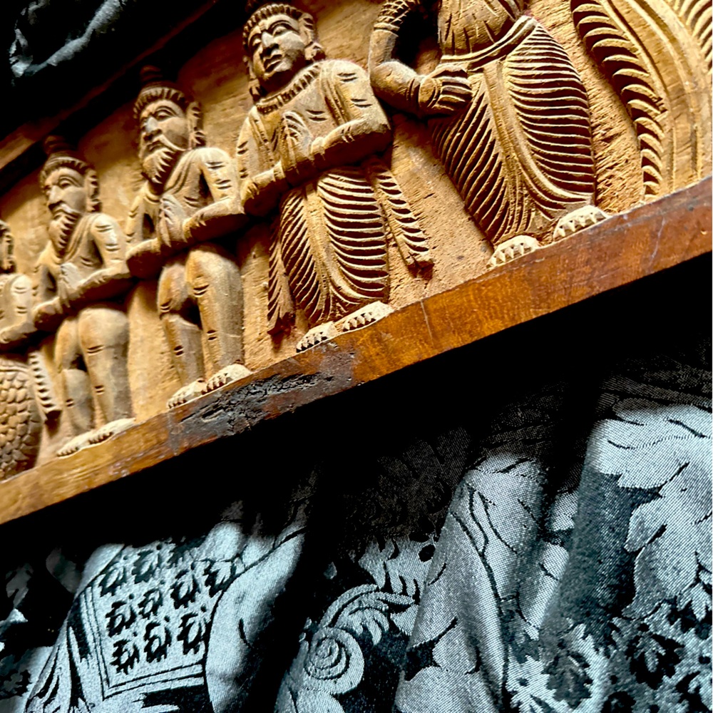 Vintage wood carving indian wall plaque 47 inches